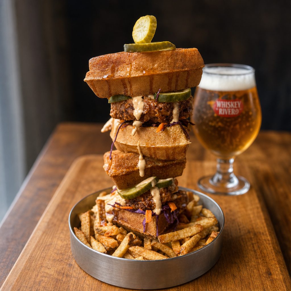 CHICKEN N WAFFLE SLIDER STACK.